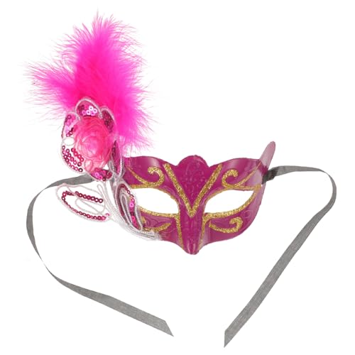 CALLARON Venezianische Partymaske Halbe Venezianische Federmaske Glitzernde Damenmaske Abschlussball-Party-Zubehör Requisite Für Maskerade Kostüm Cosplay Damen von CALLARON