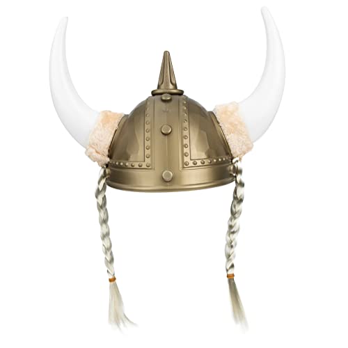 CALLARON Vikingerhut mit Ochsenhörnern Kunststoff Leicht und für Halloween Karneval und Cosplay Events Goldene Zöpfe CALLARON Vikingerhut mit Ochsenhörnern Kunststoff Leicht und für Halloween Karneval und Cosplay Events Goldene Zöpfe von CALLARON