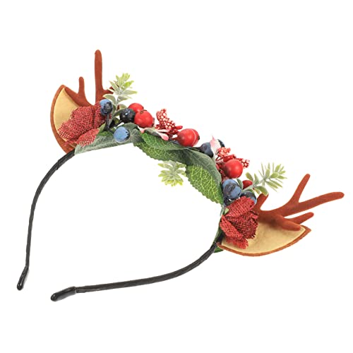 CALLARON Weihnachtliches Geweih Stirnband mit Künstlichen Beeren Hübsches Kopfschmuck Accessoire für Karneval Cosplay und Festliche Anlässe für Partys und Fotoshootings von CALLARON