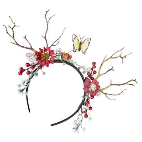 CALLARON Weihnachts Rentier Haarreif mit Beeren und Festlicher Haarschmuck für Kostüme Partys und Bühnenauftritte für Mädchen und von CALLARON