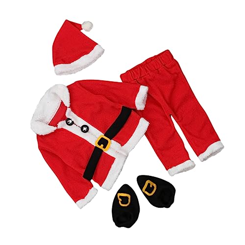 CALLARON Weihnachtsbaby Kostüm Teiliges Set mit Langarmplüschshirt Santa Hose Mütze und Schuhen Weiches Baumwollmaterial Kuschelig Warm für Festliches Winteroutfit CALLARON Weihnachtsbaby Kostüm Teiliges Set mit Langarmplüschshirt Santa Hose Mütze und Schuhen Weiches Baumwollmaterial Kuschelig Warm für Festliches Winteroutfit von CALLARON