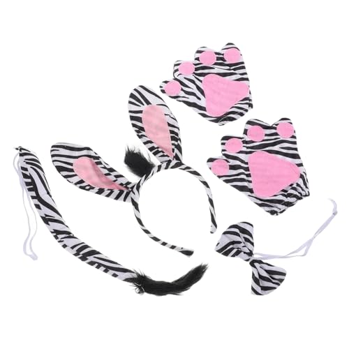 CALLARON Zebra Kostüm Set mit Dekorativem Stirnband Ohren Handschuhen und Schleife Tierisches Cosplay Zubehör für Halloween Karneval Partys und Bühnenauftritte CALLARON Zebra Kostüm Set mit Dekorativem Stirnband Ohren Handschuhen und Schleife Tierisches Cosplay Zubehör für Halloween Karneval Partys und Bühnenauftritte von CALLARON