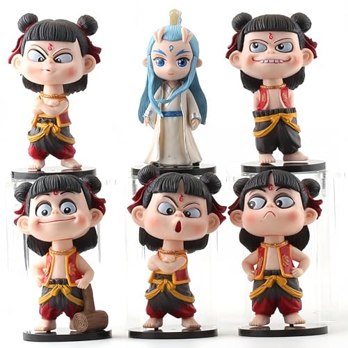 CALLOVE Anime Figur Modell 11 cm Sechsteiliges Set Stehende Haltung Actionfigur Statue PVC Cartoon Charakter für Dekoration Desktop Sammlung Geschenke (B-Stil) von CALLOVE