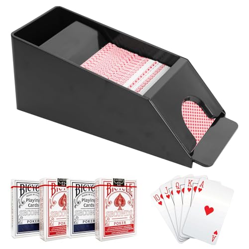 CALLOVE Blackjack Dealing Shoe, Clear Acryl Kartenschlitten für Spielkarten, Kartenspender für 4 Decks Blackjack Spiele Poker Zubehör（schwarz） von CALLOVE