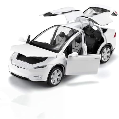CALLOVE Tesla Modellauto x 1:32 hinten, Modellauto aus Legierung, mit Licht und Musik, Mini-Fahrzeugspielzeug als Geschenk für Kinder (weiß) von CALLOVE