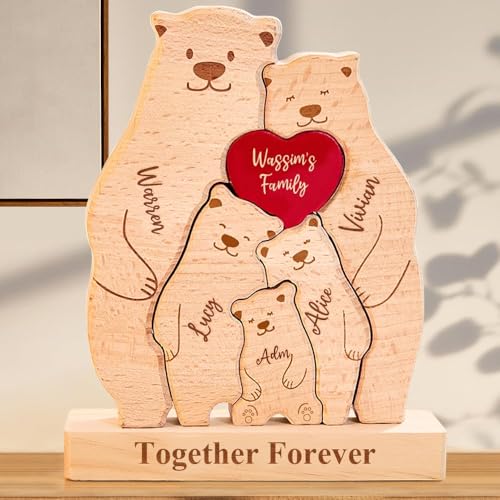 Personalisiertes Holzpuzzle der Bärenfamilie mit 2-7 Namen, Holz Bären Familien Skulpturen, Geschenke für Mama, Papa, Oma, Opa zum Muttertag Vatertag Weihnachten Adoptionstag Einweihungsgeschenke Personalisiertes Holzpuzzle der Bärenfamilie mit 2-7 Namen, Holz Bären Familien Skulpturen, Geschenke für Mama, Papa, Oma, Opa zum Muttertag Vatertag Weihnachten Adoptionstag Einweihungsgeschenke von CALLOVE