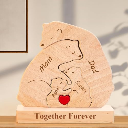 Personalisiertes hölzernes Eisbär Familie mit 2–9 Familiennamen, We Are One, personalisiertes Puzzle für Familienmitglieder, Heimdekoration, Mama Großmutter Personalisiertes hölzernes Eisbär Familie mit 2–9 Familiennamen, We Are One, personalisiertes Puzzle für Familienmitglieder, Heimdekoration, Mama Großmutter von CALLOVE