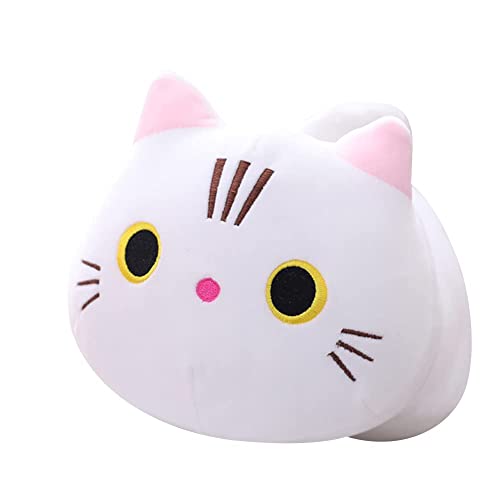 Plüschtier Katze Kawaii liegend - 35 cm Plüschkissen - Weiches gefülltes Kissen - Geburtstagsgeschenk für Kinder, Mädchen, Jungen - Weiß von CALLOVE