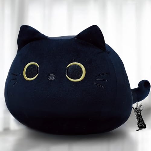 Spielzeugpuppe, Cartoon-Katze, Liegende Katze, Plüschspielzeug, dekoratives Kissen, schwarzes Plüsch, Dekokissen (600 g) von CALLOVE
