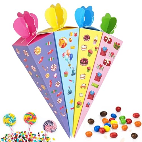 CALLYSONIC 20 Stück Faltbare Mini Schultüte, Zuckertüte Klein für Einschulung zum Schulanfang, Schultüte Rohling Geschenkverpackung für Kinder, Mädchen, Junge Schulgeschenke (N) von CALLYSONIC