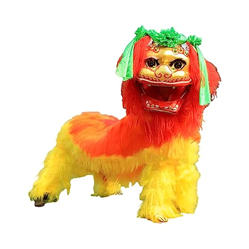 CALMR Lion Dance Traditionelles Maskottchen Löwen-Tanzkopf Chinesischer Drache Tanzkostüm Show Löwe Komplettes Set von Requisiten und Kostümen von CALMR