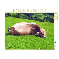 CALVENDO Puzzle Allgäuer Kuh beim chillen 2000 Teile Puzzle quer 2000 Teile Lege-Größe 90 × 67 cm Foto-Puzzle für glückliche Stunden von CALVENDO Verlag GmbH