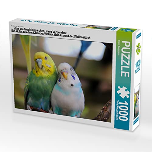 CALVENDO Puzzle ... altes Wellensittichpärchen, innig Verbunden! EIN Motiv aus dem Kalender Wellis - Mein Freund der Wellensittich 1000 Teile Lege-Größe 64 x 48 cm Foto-Puzzle Bild von Björn Bergmann von CALVENDO