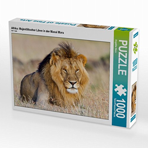 CALVENDO Puzzle Afrika: Majestätischer Löwe in der Masai Mara 1000 Teile Puzzle quer | 1000 Teile Lege-Größe 64 x 48 cm Foto-Puzzle für glückliche Stunden von CALVENDO
