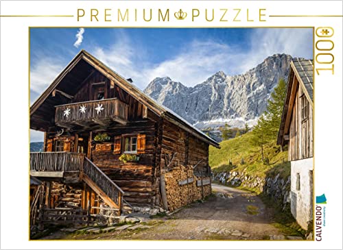 CALVENDO Puzzle Alte Hütte auf der Neustattalm (1.530 m) vor der Dachstein-Südwand 1000 Teile Puzzle quer | Lege-Größe cm Foto-Puzzle für glückliche Stunden von CALVENDO