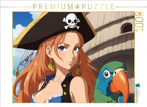 CALVENDO Puzzle Anime Piratenmädchen mit Papagei | 1000 Teile Lege-Größe 64 x 48 cm Foto-Puzzle für glückliche Stunden von CALVENDO