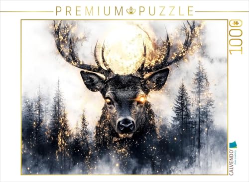 CALVENDO Puzzle Aus dem Nebel Tritt der Traumhirsch – still und wunderbar | 1000 Teile Lege-Größe 64 x 48 cm Foto-Puzzle für glückliche Stunden von CALVENDO