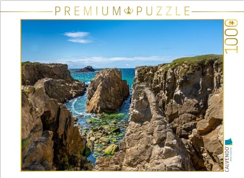 CALVENDO Puzzle Blick an der Felsküste auf EIN blau und grün schimmerndes Wasser | Lege-Größe cm Foto-Puzzle für glückliche Stunden von CALVENDO