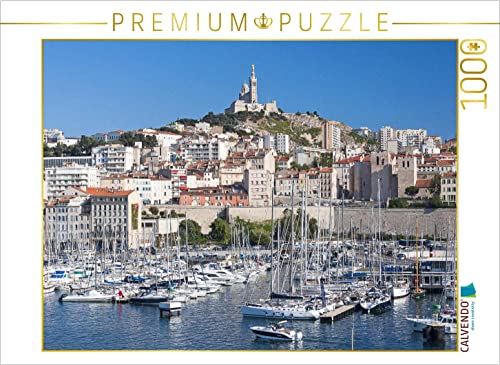 CALVENDO Puzzle Blick auf den Vieux Port und Notre-Dame de la Garde 1000 Teile Puzzle quer | Lege-Größe cm Foto-Puzzle für glückliche Stunden von CALVENDO