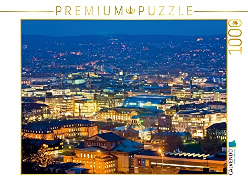 CALVENDO Puzzle Blick auf die Innenstadt von Stuttgart bei Nacht 1000 Teile Puzzle quer | Lege-Größe cm Foto-Puzzle für glückliche Stunden von CALVENDO