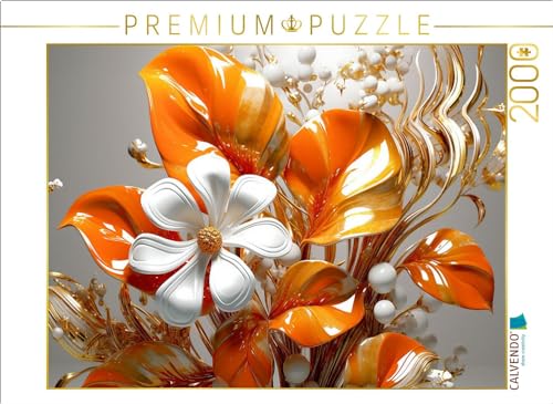 CALVENDO Puzzle Bouquet aus Blättern und Blüten wie aus Porzellan | 2000 Teile Lege-Größe 90 x 67 cm Foto-Puzzle für glückliche Stunden von CALVENDO