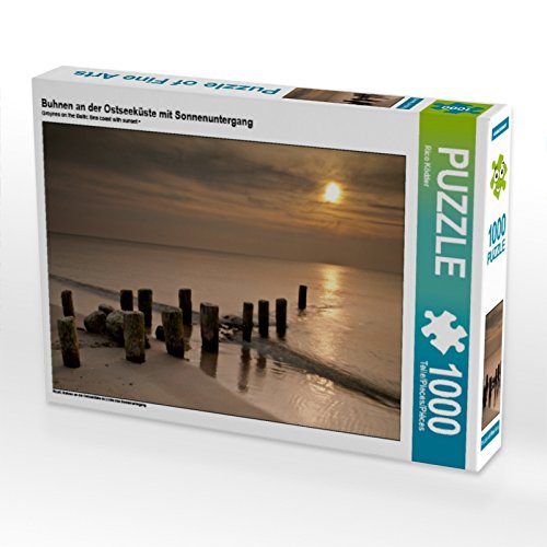 CALVENDO Puzzle Buhnen an der Ostseeküste mit Sonnenuntergang 1000 Teile Puzzle quer | 1000 Teile Lege-Größe 64 x 48 cm Foto-Puzzle für glückliche Stunden von CALVENDO