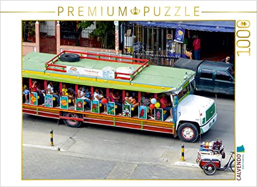 CALVENDO Puzzle Bunter Bus in Cartagena, Kolumbien 1000 Teile Puzzle quer | Lege-Größe cm Foto-Puzzle für glückliche Stunden von CALVENDO