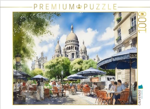 CALVENDO Puzzle Café auf dem Montmartre mit Basilika Sacré Coeur | 1000 Teile Lege-Größe 64 x 48 cm Foto-Puzzle für glückliche Stunden von CALVENDO