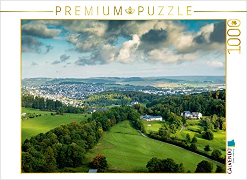 CALVENDO Puzzle Campingplatz, Golfplatz und Blick über die Stadt Brilon 1000 Teile Lege-Größe 64 x 48 cm Foto-Puzzle Bild von himmelstarter von CALVENDO