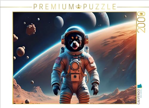 CALVENDO Puzzle Chihuahua Raumfahrer auf dem Mond | 1000 Teile Lege-Größe 64 x 48 cm Foto-Puzzle für glückliche Stunden von CALVENDO