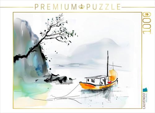 CALVENDO Puzzle Chinesische Dschunke am Ufer eines Sees. Tuschemalerei | 1000 Teile Lege-Größe 64 x 48 cm Foto-Puzzle für glückliche Stunden CALVENDO Puzzle Chinesische Dschunke am Ufer eines Sees. Tuschemalerei | 1000 Teile Lege-Größe 64 x 48 cm Foto-Puzzle für glückliche Stunden von CALVENDO