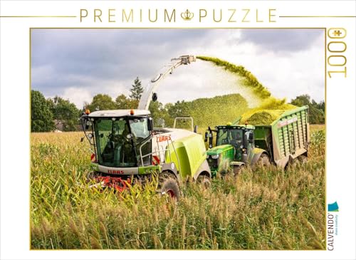 CALVENDO Puzzle Claas Jaguar 950 und John Deere 6250R - 1000 Teile Foto-Puzzle für glückliche Stunden von CALVENDO