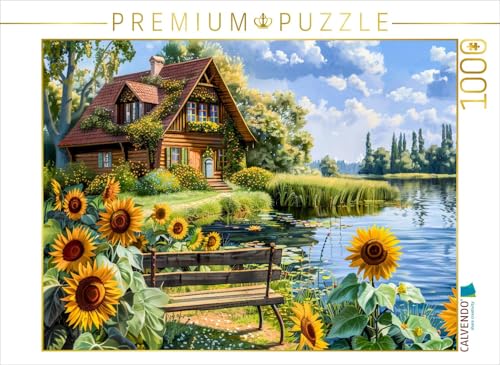 CALVENDO Puzzle Cottage Haus am Wasser mit Sonnenblumenfeld Davor | 1000 Teile Lege-Größe 64 x 48 cm Foto-Puzzle für glückliche Stunden CALVENDO Puzzle Cottage Haus am Wasser mit Sonnenblumenfeld Davor | 1000 Teile Lege-Größe 64 x 48 cm Foto-Puzzle für glückliche Stunden von CALVENDO