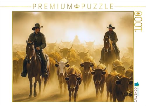CALVENDO Puzzle Cowboys begleiten eine Rinderherde | 1000 Teile Lege-Größe 64 x 48 cm Foto-Puzzle für glückliche Stunden von CALVENDO
