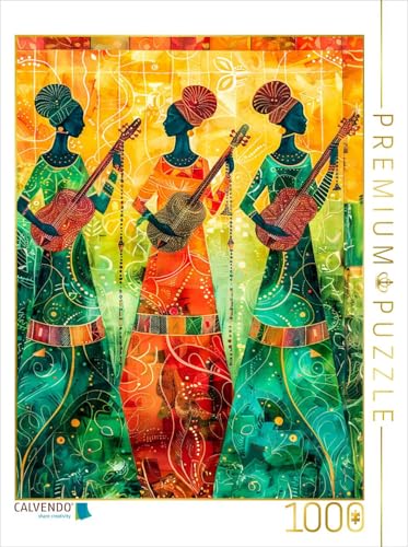 CALVENDO Puzzle DREI Musikantinnen in Afrika Spielen Saiteninstrumente | 1000 Teile Lege-Größe 64 x 48 cm Foto-Puzzle für glückliche Stunden von CALVENDO