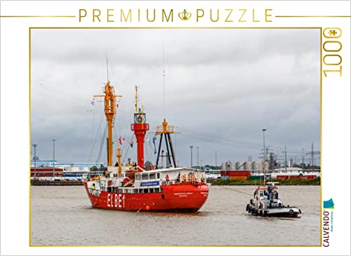 CALVENDO Puzzle Das Feuerschiff Elbe 1 Wird von einem Schlepper gesteuert 1000 Teile Puzzle quer | 1000 Teile Lege-Größe 64 x 48 cm Foto-Puzzle für glückliche Stunden von CALVENDO