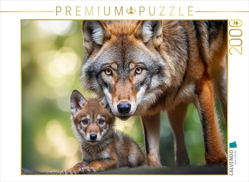 CALVENDO Puzzle Die Wölfin schützt Ihr Junges | 2000 Teile Lege-Größe 90 x 67 cm Foto-Puzzle für glückliche Stunden von CALVENDO