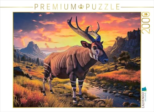 CALVENDO Puzzle Die bis zu 3 Meter große Rindergiraffe (Sivatherium) ist vor etwa 8000 Jahren ausgestorben. | 2000 Teile Lege-Größe 90 x 67 cm Foto-Puzzle für glückliche Stunden von CALVENDO
