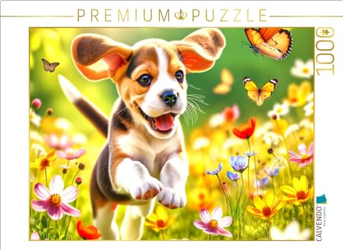 CALVENDO Puzzle EIN Beagle-Welpe entdeckt die Freuden des Frühlings | 1000 Teile Lege-Größe 64 x 48 cm Foto-Puzzle für glückliche Stunden von CALVENDO