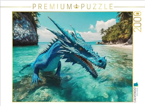 CALVENDO Puzzle EIN Blauer Wasserdrachen durchstreift Sein Inselreich | 1000 Teile Lege-Größe 64 x 48 cm Foto-Puzzle für glückliche Stunden von CALVENDO