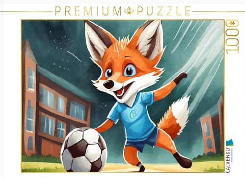 CALVENDO Puzzle EIN Schlaufuchs beim Fußball Spielen | 1000 Teile Lege-Größe 64 x 48 cm Foto-Puzzle für glückliche Stunden von CALVENDO
