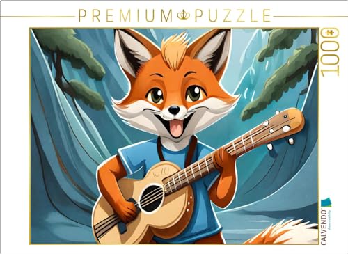 CALVENDO Puzzle EIN Schlaufuchs spielt Gitarre im Wald | 1000 Teile Lege-Größe 64 x 48 cm Foto-Puzzle für glückliche Stunden von CALVENDO