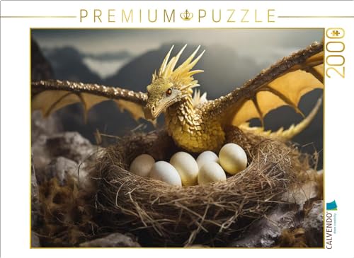 CALVENDO Puzzle EIN gelber Drache bewacht Sein Nest | 1000 Teile Lege-Größe 64 x 48 cm Foto-Puzzle für glückliche Stunden von CALVENDO