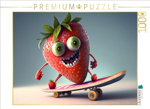 CALVENDO Puzzle Eine Erdbeere auf dem Skateboard | 1000 Teile Lege-Größe 64 x 48 cm Foto-Puzzle für glückliche Stunden von CALVENDO