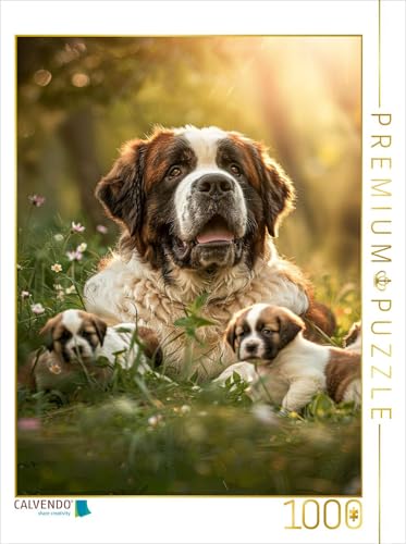CALVENDO Puzzle Eine stolze Hundemama mit ihrem Nachwuchs | Lege-Größe cm Foto-Puzzle für glückliche Stunden von CALVENDO
