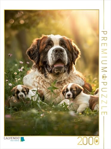 CALVENDO Puzzle Eine stolze Hundemama mit ihrem Nachwuchs | Lege-Größe cm Foto-Puzzle für glückliche Stunden von CALVENDO