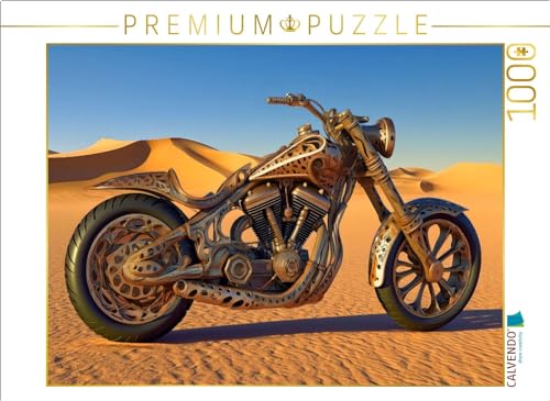 CALVENDO Puzzle Fantasie Costum Bike in den Dünen von Sossusvlei Namibia. Leopardenmuster. | Lege-Größe cm Foto-Puzzle für glückliche Stunden von CALVENDO
