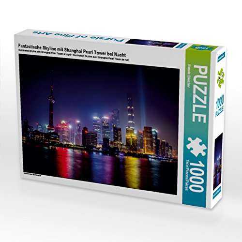 CALVENDO Puzzle Fantastische Skyline mit Shanghai Pearl Tower bei Nacht 1000 Teile Puzzle quer | 1000 Teile Lege-Größe 64 x 48 cm Foto-Puzzle für glückliche Stunden von CALVENDO