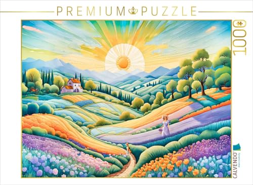 CALVENDO Puzzle Farbige Hügellandschaft bei Sonnenaufgang | 1000 Teile Lege-Größe 64 x 48 cm Foto-Puzzle für glückliche Stunden von CALVENDO