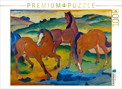 CALVENDO Puzzle Franz Marc. Die roten Pferde (Weidende Pferde IV.), 1911 1000 Teile Puzzle quer | 1000 Teile Lege-Größe 64 x 48 cm Foto-Puzzle für glückliche Stunden von CALVENDO